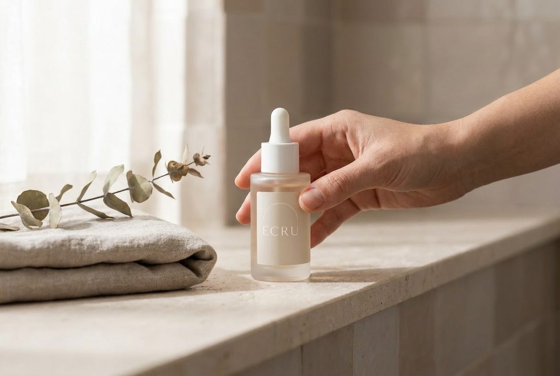 ECRU skincare lifestyle image using a bright clean minimal visual system