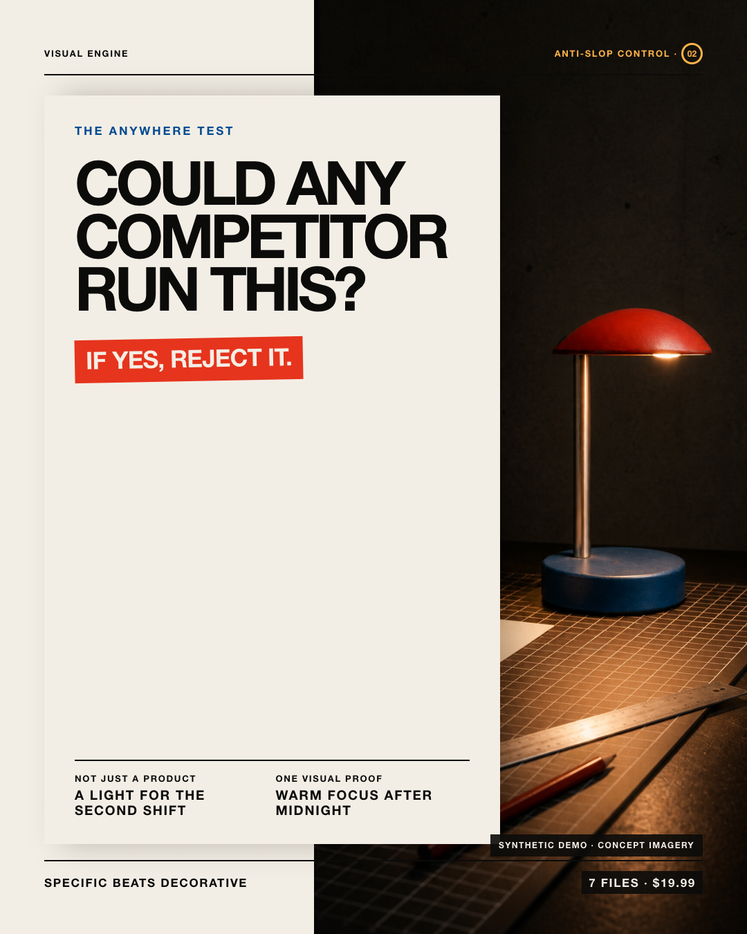 Visual Engine campaign ad asking whether any competitor could run the same concept